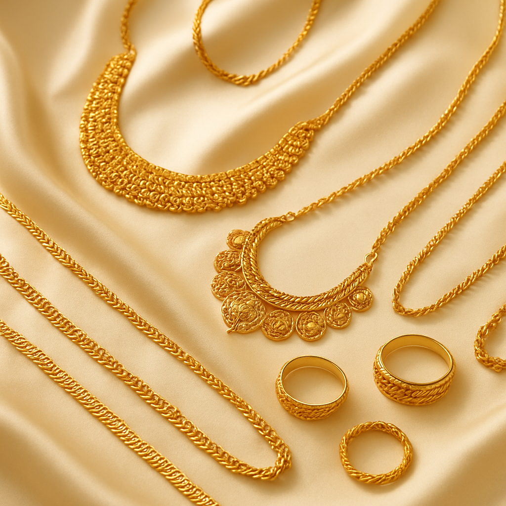 Gold necklaces and chains