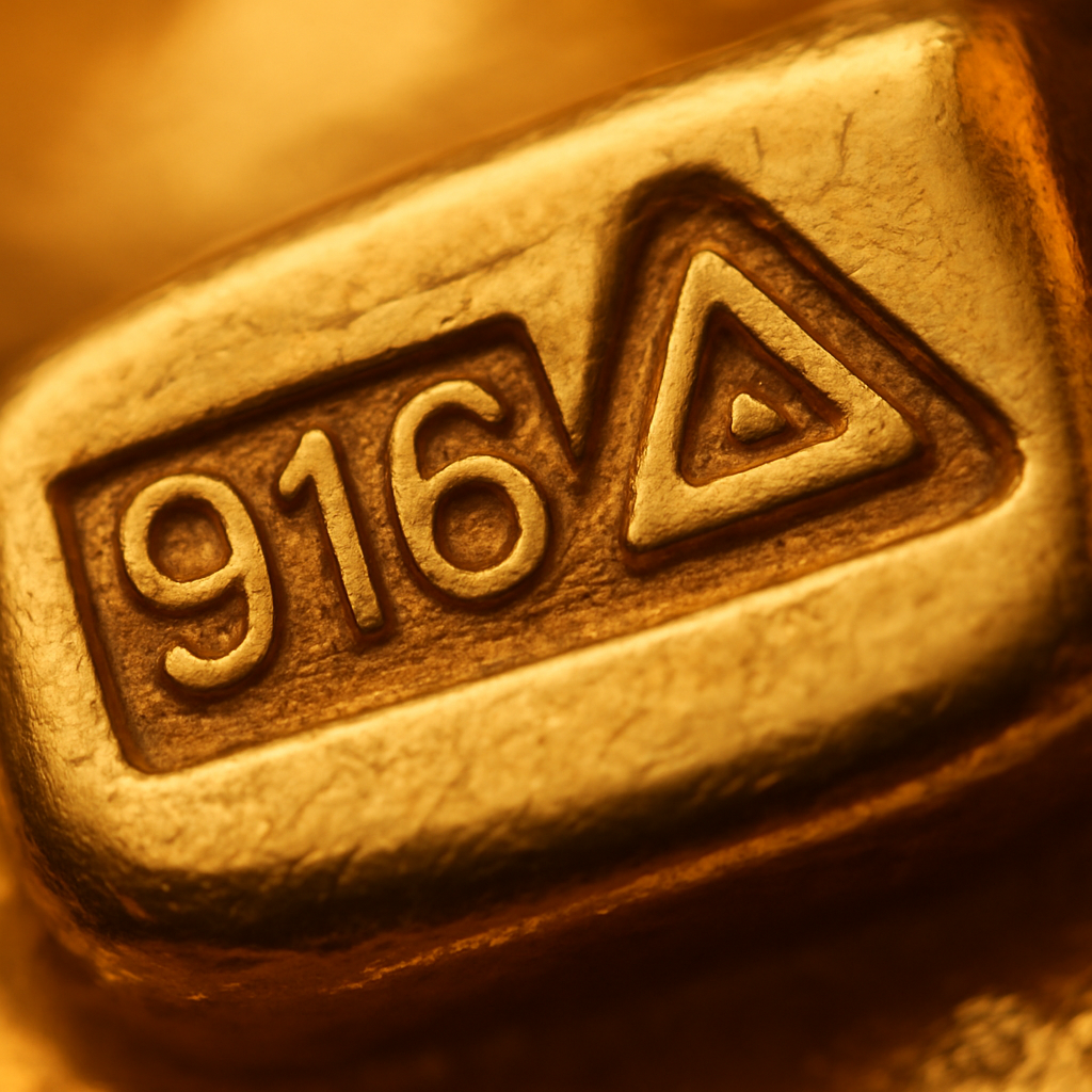 916 BIS hallmark stamp on gold jewellery